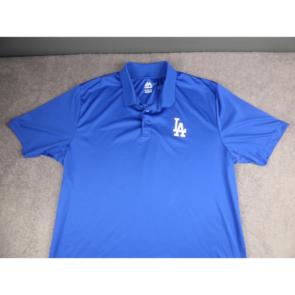 Los Angeles Dodgers Polo Shirt Mens XL Blue Short Sleeve LA Logo MLB Majestic
